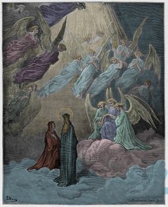Paradiso, Canto 21: De lichtgevende zielen zingen, illustratie uit "De Goddelijke Komedie" door Dante Alighieri, 1885