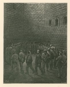 Gevangenen in de oefenplaats van de Newgate-gevangenis door Gustave Dore