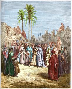 Verzoening tussen Jacob en Esau (Genesis, XXXIII, 4) - Gravure uit 