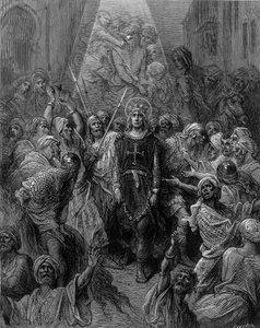 Sint Louis gevangen genomen in Mansoura, tijdens de 7e kruistocht in 1250 - gravure door Gustave Doré