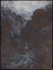 Sir Lancelot nadert het kasteel van Astolat door Gustave Dore