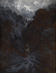 Sir Lancelot nadert het kasteel van Astolat