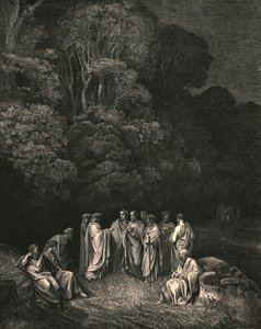 Zo zag ik verenigd de heldere school van hem de vorst van het verhevenste lied door Gustave Dore