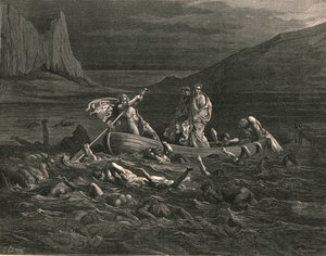 Zodra beiden inscheepten, sneden de golven, ca. 1890 door Gustave Dore