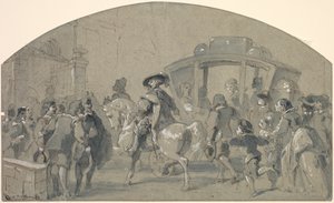 Straatscène recto, schetsen verso, ca. 1848-49