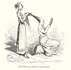 De barones en haar rughaar (gravure)