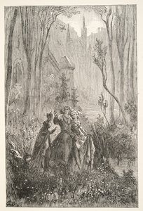 De Gravin van de Fontein en haar Dames, uit Verhalen van de Dagen van Koning Arthur door Charles Henry Hanson, pub.1898 door Gustave Dore