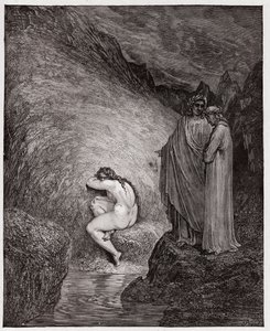 De Goddelijke Komedie (La Divina Commedia, La Divine Comedie), Inferno, Canto 30: Myrrha, veroordeeld voor incest - door Dante Alighieri (1265-1321) - Illustratie door Gustave Doré (1832-1883) door Gustave Dore