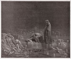 De Goddelijke Komedie, Inferno, Canto 32: Dante spreekt de verrader Bocca degli Abati aan - door Dante Alighieri (1265-1321) - Illustratie door Gustave Doré (1832-1883) door Gustave Dore