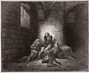 De Goddelijke Komedie, Inferno, Canto 33: Ugolino en zijn zonen opgesloten en verhongerd - door Dante Alighieri (1265-1321) - Illustratie door Gustave Doré (1832-1883) door Gustave Dore