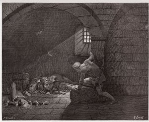 Inferno, Canto 33: Ugolino in de cel met zijn vier dode zonen (Illustratie door Gustave Doré)