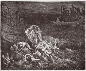 De Goddelijke Komedie, Inferno, Canto 7: Virgil toont Dante de zielen van de toornigen in de Styx - door Dante Alighieri (1265-1321) - Illustratie door Gustave Dore (1832-1883) door Gustave Dore
