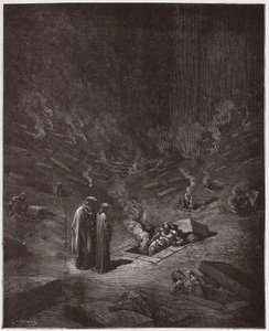 Inferno, Canto 9: De brandende grafkamers van de ketters (Illustratie door Gustave Doré) door Gustave Dore