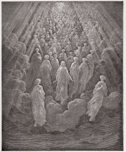 Paradiso, Canto 5: De menigte van talloze gloeiende zielen in het tweede rijk (Illustratie door Gustave Doré) door Gustave Dore