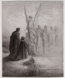 De Goddelijke Komedie, Purgatorio, Canto 2: De hemelse piloot landt de boot - door Dante Alighieri (1265-1321) - Illustratie door Gustave Doré (1832-1883) door Gustave Dore