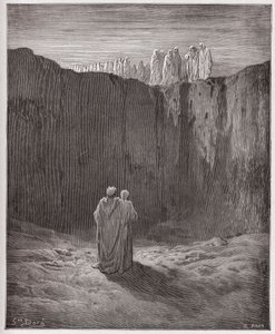 De Goddelijke Komedie (La Divina Commedia), Purgatorio, Canto 3: Het gezelschap van zielen op de klif - door Dante Alighieri (1265-1321) - Illustratie door Gustave Doré (1832-1883) door Gustave Dore