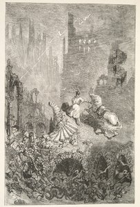 De Val van Kasteel Pellams, uit Verhalen van de Dagen van Koning Arthur door Charles Henry Hanson, pub.1898
