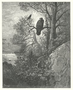 De Fabels van La Fontaine: De Adelaar en de Ekster door Gustave Dore