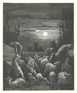 De fabels van La Fontaine: De wolven en de schapen door Gustave Dore