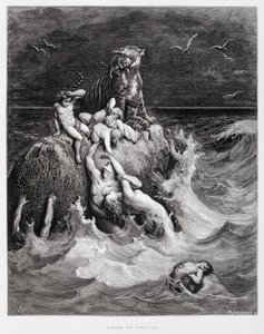 De Grote Zondvloed, Illustratie uit de Dore Bijbel door Gustave Dore