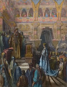 De koningin van Sheba voor Salomo Gegraveerd door Gustave Dore