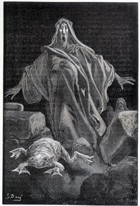 De alarmkreet - illustratie van angst door Gustave Doré, gravure