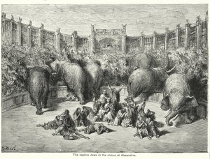 De gevangen Joden in het circus van Alexandrië (gravure)