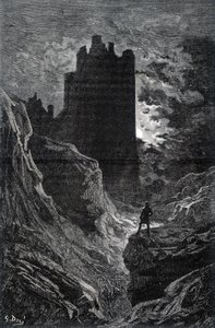 Het kasteel van angst - illustratie van angst door Gustave Doré, gravure door Gustave Dore