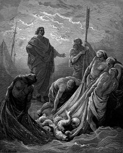 De wonderbaarlijke visvangst door Gustave Dore