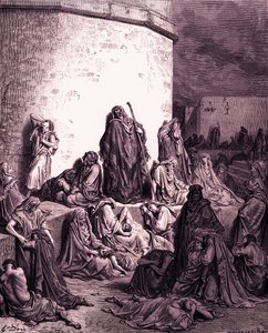 Het volk rouwt over Jeruzalem, door Doré - Bijbel door Gustave Dore