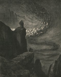 De stormachtige wind van de hel drijft de geesten voort door Gustave Dore