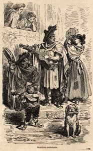 Reizende muzikanten in Valencia. Illustratie van Gustave Dore