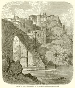 Uitzicht in Toledo - Brug van St. Martin door Gustave Dore