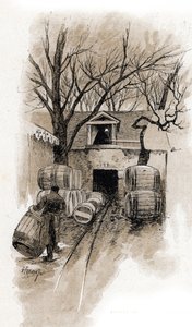 Ingang van de kelder van de Bercy-warehouses, Parijs door Gustave Fraipont