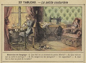 Het kleine naaistertje (kleur litho)