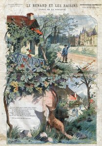 De vos en de druiven. Fabels van Jean de La Fontaine. Illustratie door Gustave Fraipont.