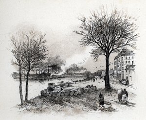 Uitzicht op Ivry-sur-Seine Tekening door Gustave Fraipont (1849-1923) uit Saint-Juirs door Gustave Fraipont