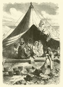 Marokkaanse Joden in Gibraltar, gevlucht voor de slachtingen in Tetouan (gravure) door Gustave Janet