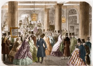 Het Italiaanse theater (Salle Ventadour) werd geopend in Parijs in 1858. Tekening door Gustave Janet, gravure door Jahyer.