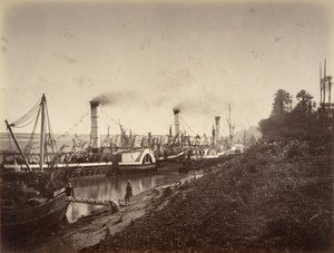 Fête de S. A. Ismaïl Pacha aan boord van de boten van LL. A A. de prinsen, januari 1867, 1867 door Gustave Le Gray