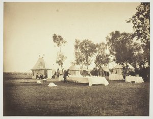 Voorbereiding van de tafel van de keizer, Camp de Châlons, 1857