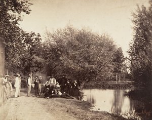 Scène bij een Vijver bij de Molen van Petit-Mourmelon, 1857 door Gustave Le Gray