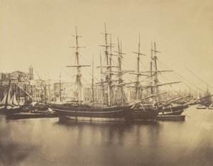 Schepen in de haven, Sète door Gustave Le Gray