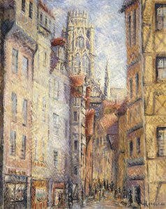 Rouen, een Straat bij de Kerk, ca. 1920 door Gustave Loiseau
