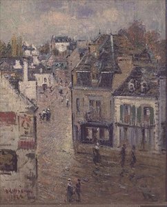 Straat in Pont Aven na de regen door Gustave Loiseau