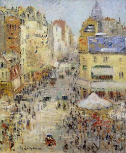 De 14e juli in Parijs, Rue de Clignancourt, 1925 door Gustave Loiseau
