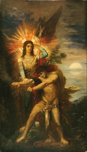 Jakob en de engel door Gustave Moreau