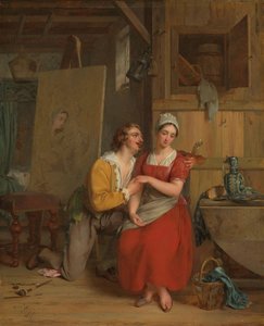 Anthony van Dyck wooing his Model door Gustave or Gustaaf Wappers