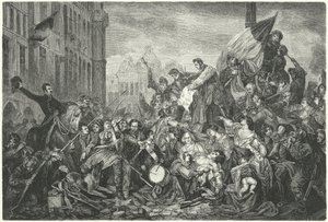 Episode van de Belgische Revolutie van 1830 door Gustave Wappers