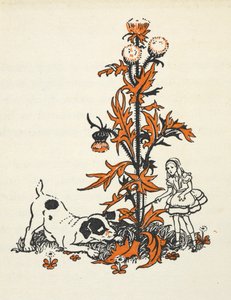 Gekrompen Alice en de Puppy bij een gigantische distel door Gwynedd M. Hudson